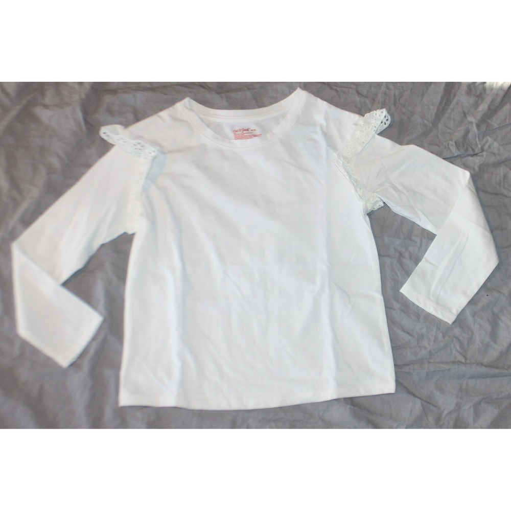 Cat & Jack Girls long Sleeve Eyelet T-Shirt Cream Size M (8) NWT